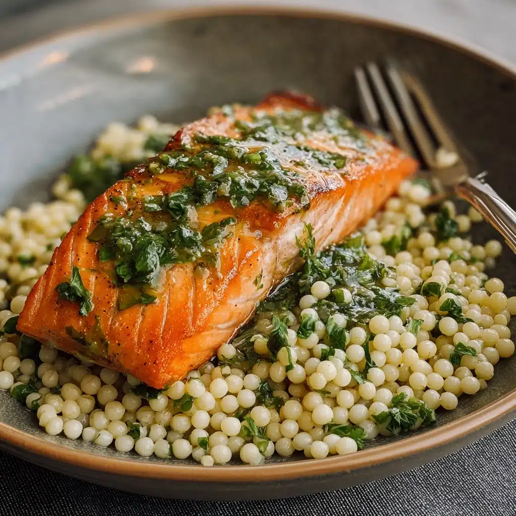 Herbed Pearl Couscous and Salmon Recipe - Recipe Image