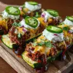 Sticky BBQ Chicken Zucchini Boats Recipe