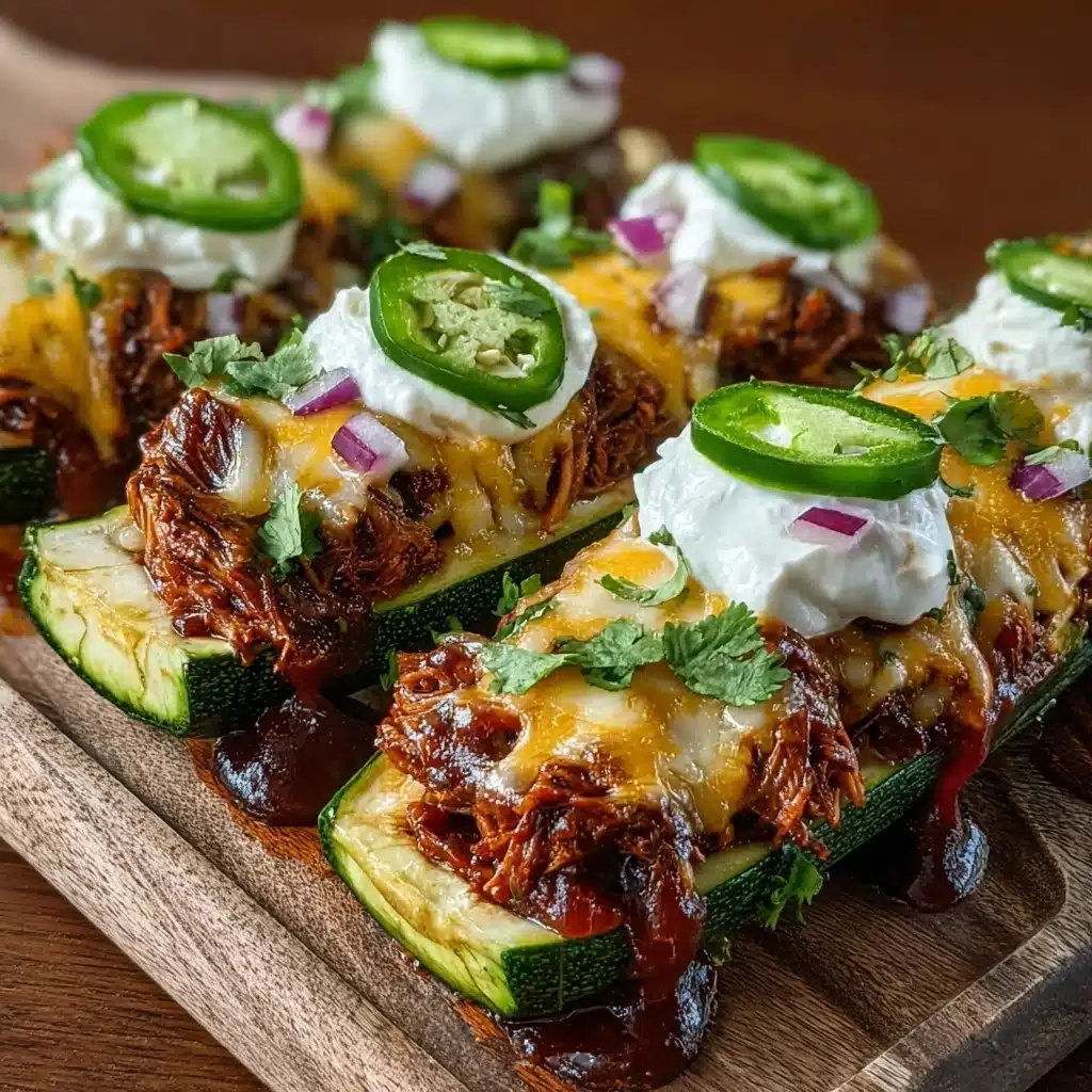 Sticky BBQ Chicken Zucchini Boats Recipe - Recipe Image
