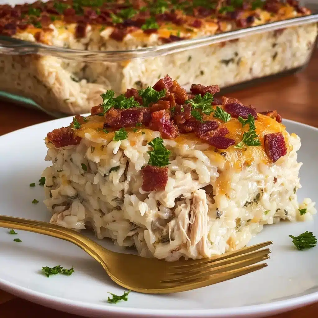 Dump-and-Bake Chicken Alfredo Rice Casserole Recipe - Recipe Image