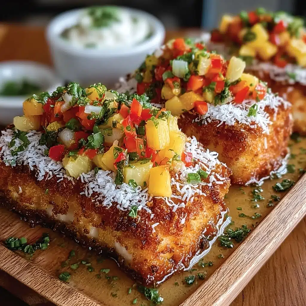 Coconut Crusted Salmon with Pineapple Salsa Recipe - Recipe Image