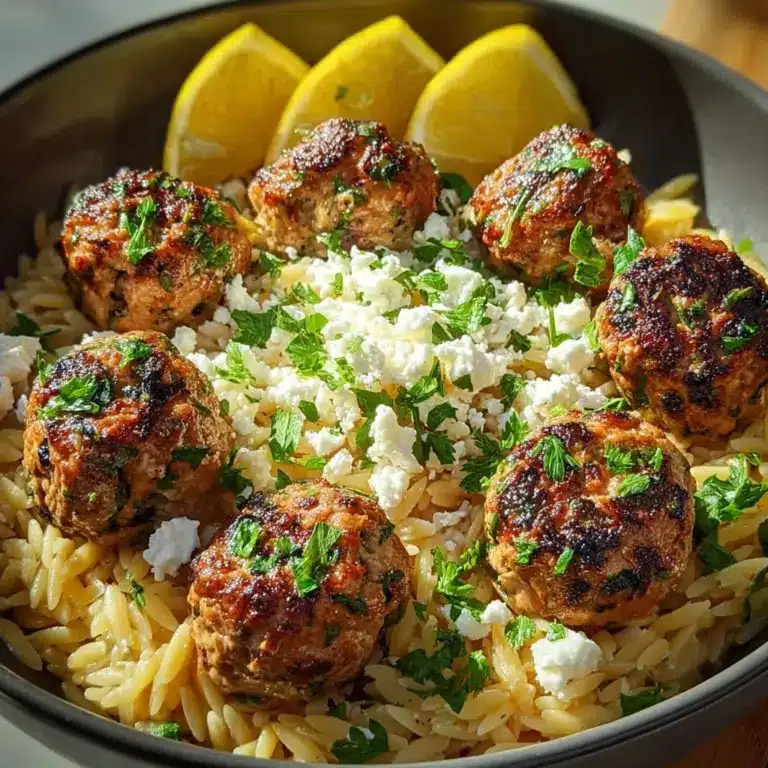 Greek Chicken Meatballs with Lemon Orzo Recipe