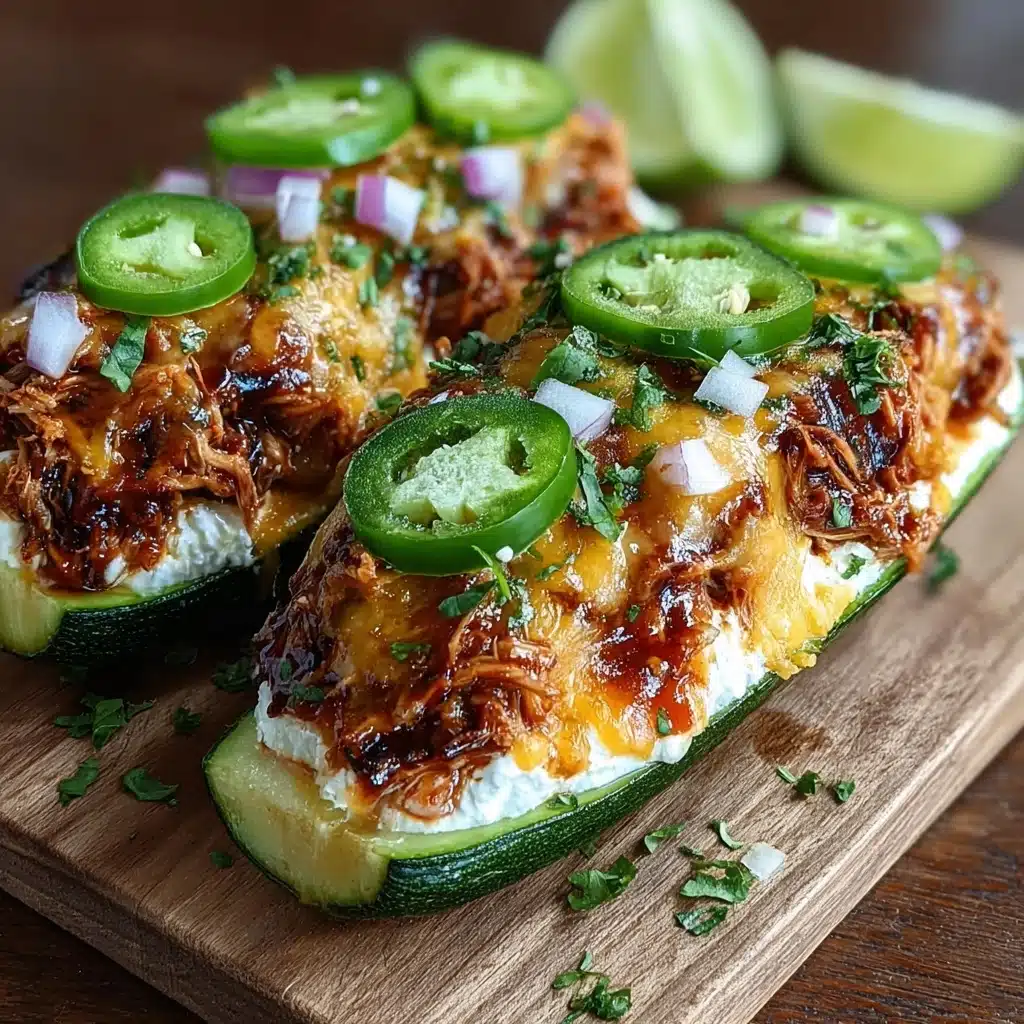 Sticky BBQ Chicken Zucchini Boats Recipe - Recipe Image