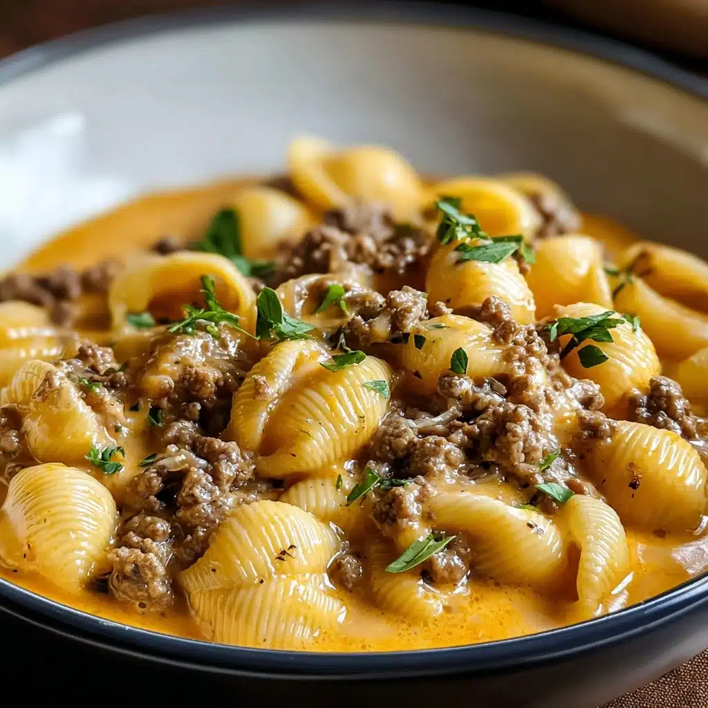 Creamy Beef and Shells Recipe - Recipe Image