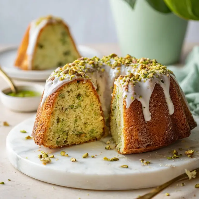Coconut and Pistachio Pudding Cake Recipe