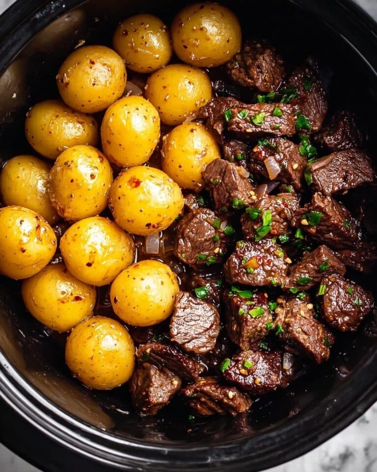 Slow Cooker Garlic Butter Beef Bites with Potatoes Recipe