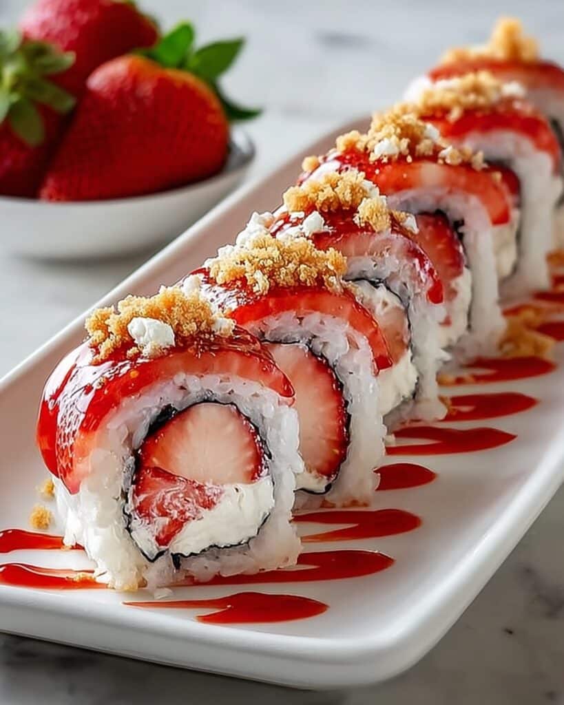 Creative & Cute Strawberry Shortcake Sushi Roll Dessert Recipe