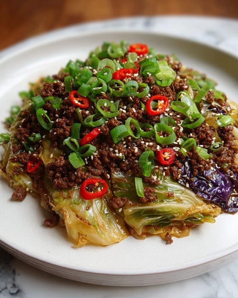 Low-Carb Mongolian Ground Beef and Cabbage Recipe