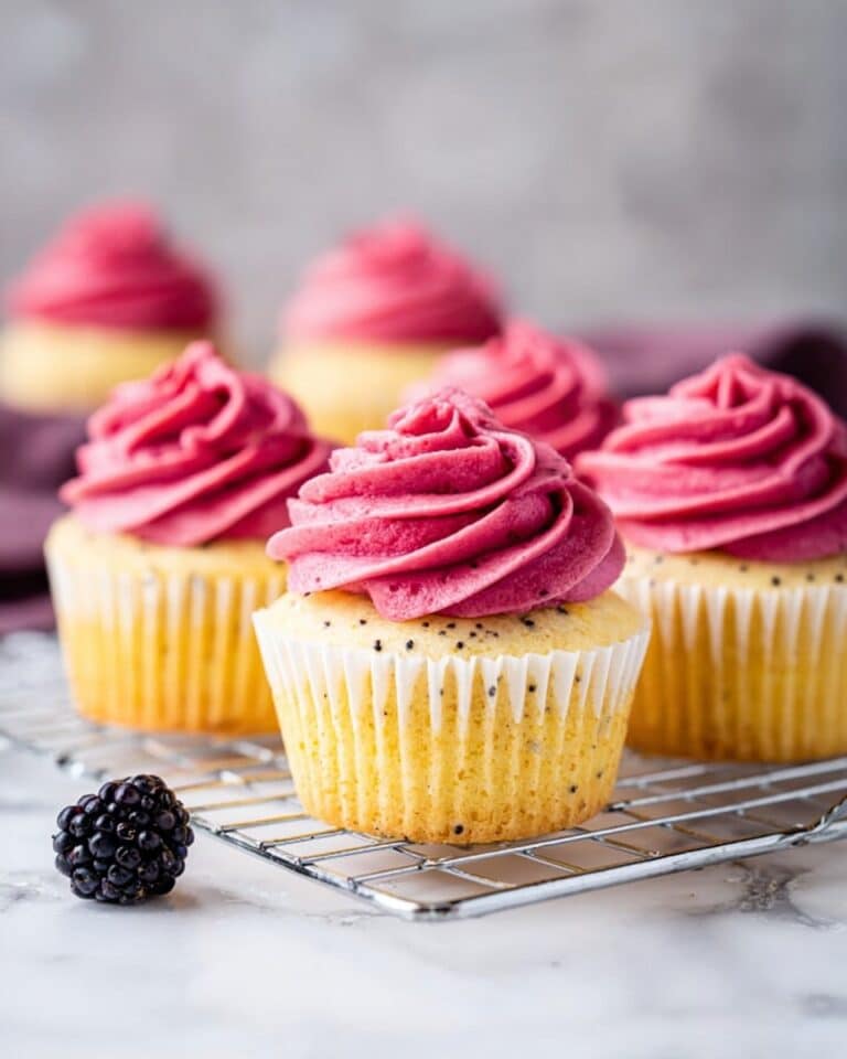 Lemon Poppy Seed Cupcakes with Blackberry Frosting Recipe