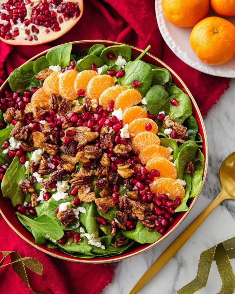Christmas Salad with Mandarin Oranges, Pomegranate, and Candied Pecans Recipe