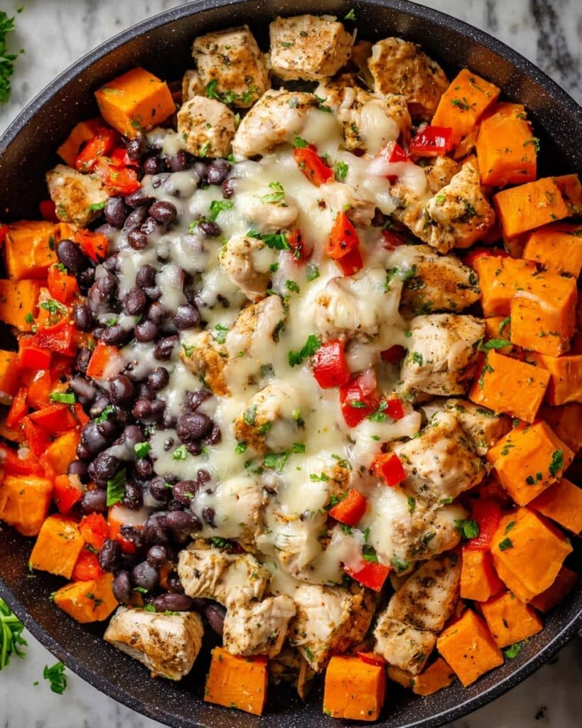 Mexican-Style Chicken, Sweet Potato, and Black Bean Skillet Recipe