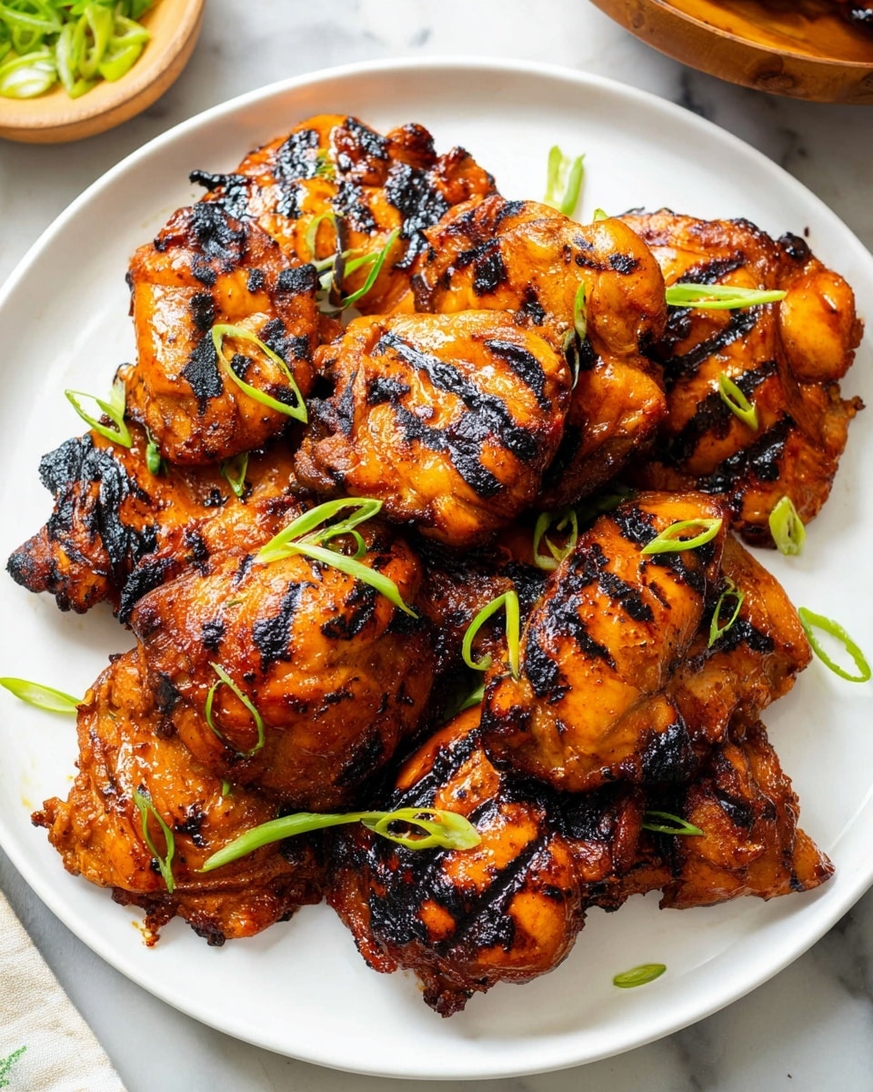 A white bowl filled with a layer of white cooked rice at the bottom, topped with several pieces of grilled chicken breast that have dark brown grill marks and a shiny glaze. Scattered on top of the chicken are small pieces of cooked vegetables in shades of red, orange, and green. The texture of the chicken looks juicy and slightly charred, with the rice appearing soft and fluffy beneath. The bowl is placed on a white marbled surface. photo taken with an iphone --ar 4:5 --v 7
