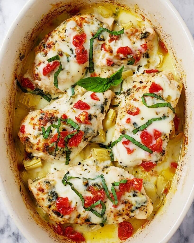 Tomato Basil Artichoke Baked Chicken Recipe
