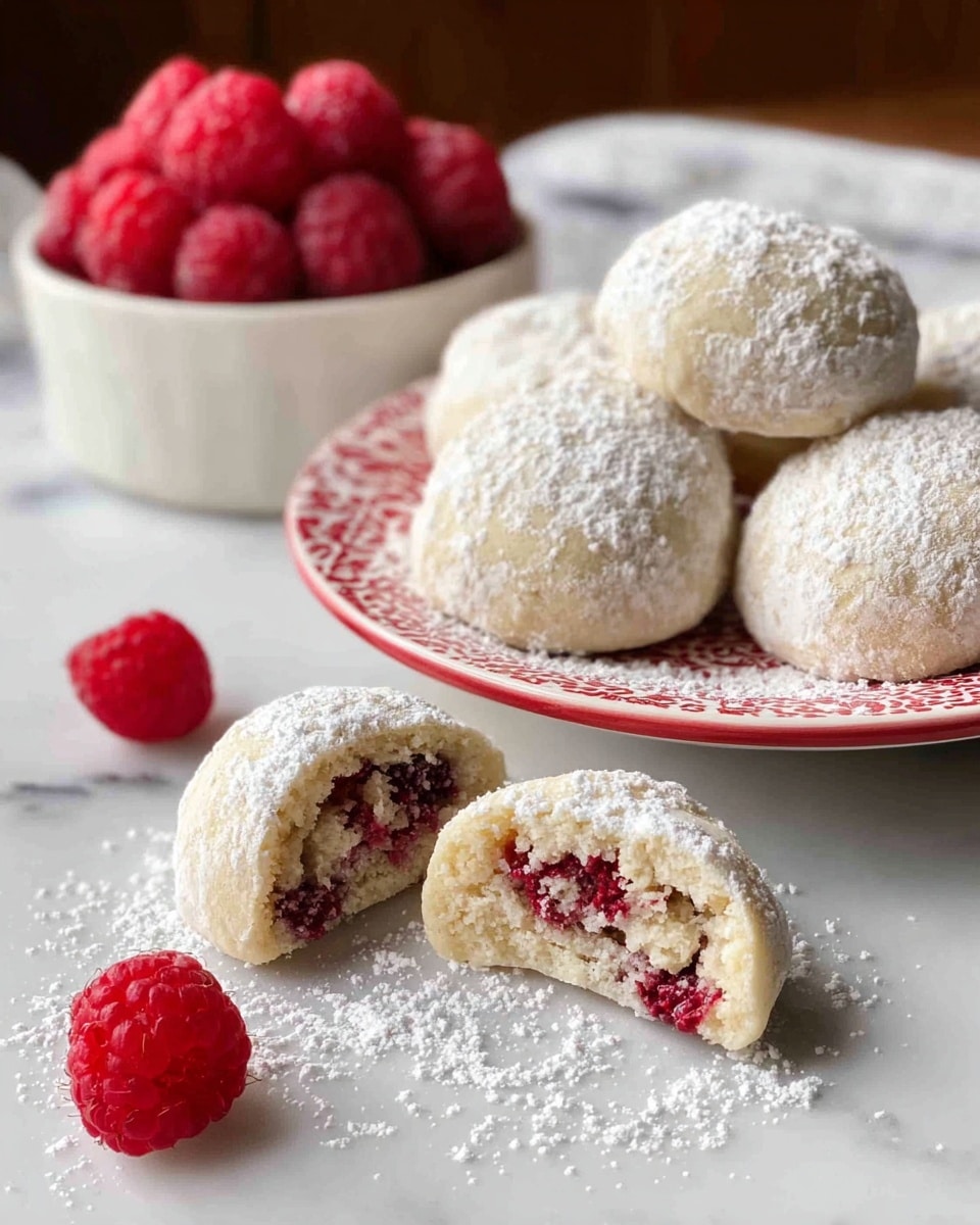 Raspberry-Filled Almond Snowball Cookies Recipe