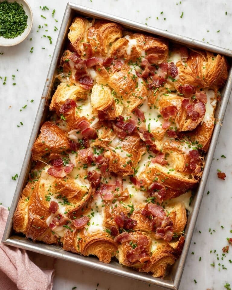 Croissant Breakfast Casserole with Bacon & Gruyere Recipe
