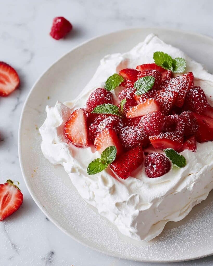 Classic Pavlova with Fresh Fruit and Whipped Cream Recipe