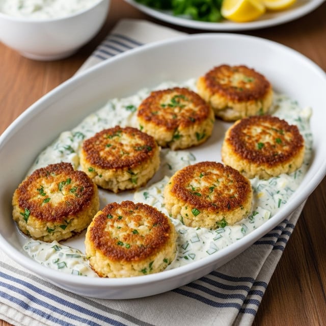 Salmon Patties with Creamy Lemon-Garlic Sauce Recipe