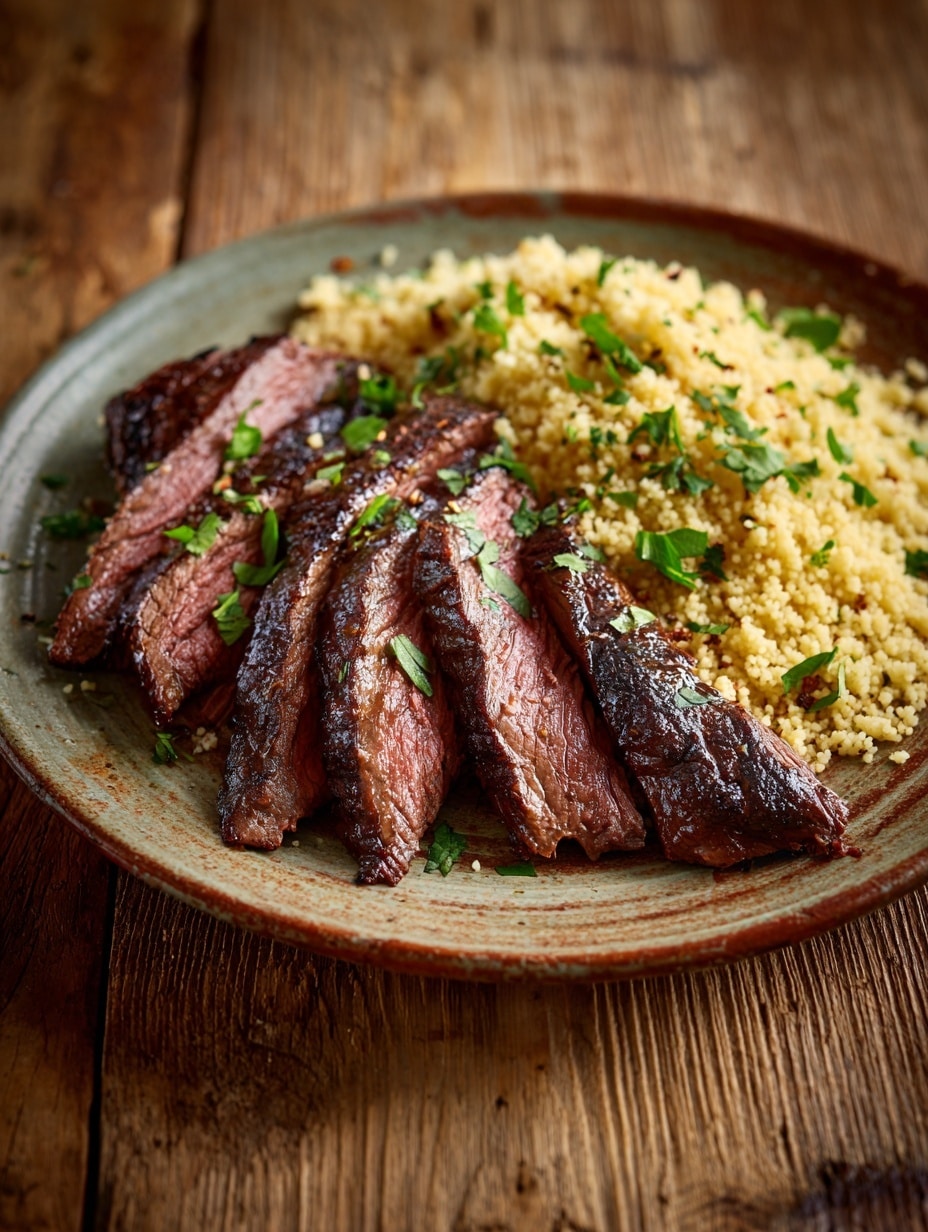 Creamy Parmesan Flank Steak over Orzo Recipe - Recipe Image
