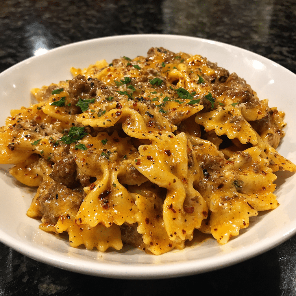 Cajun Cream Cheese Alfredo Bowties Recipe - Recipe Image
