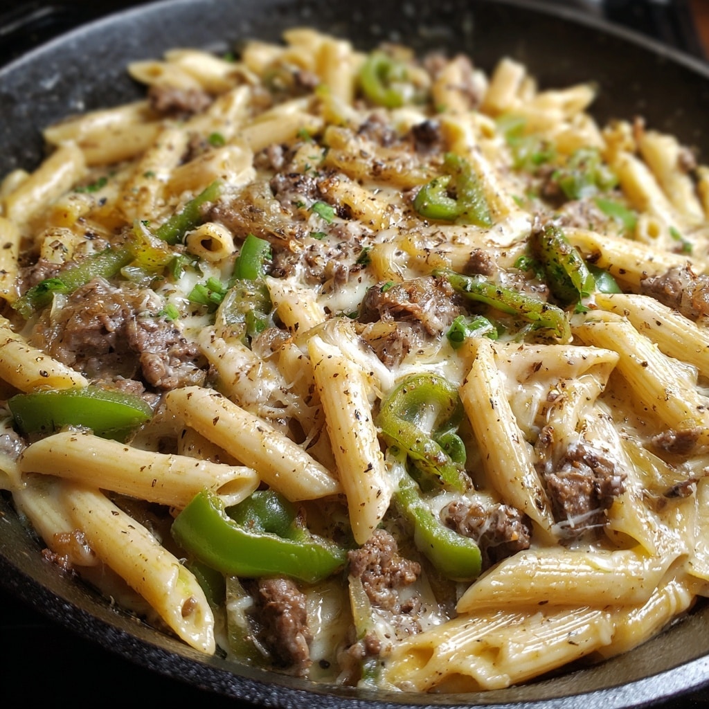 Philly Cheesesteak Tortellini Pasta Recipe - Recipe Image