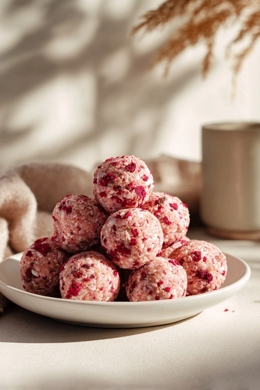Raspberry Chocolate Coconut Energy Truffles Recipe - Recipe Image