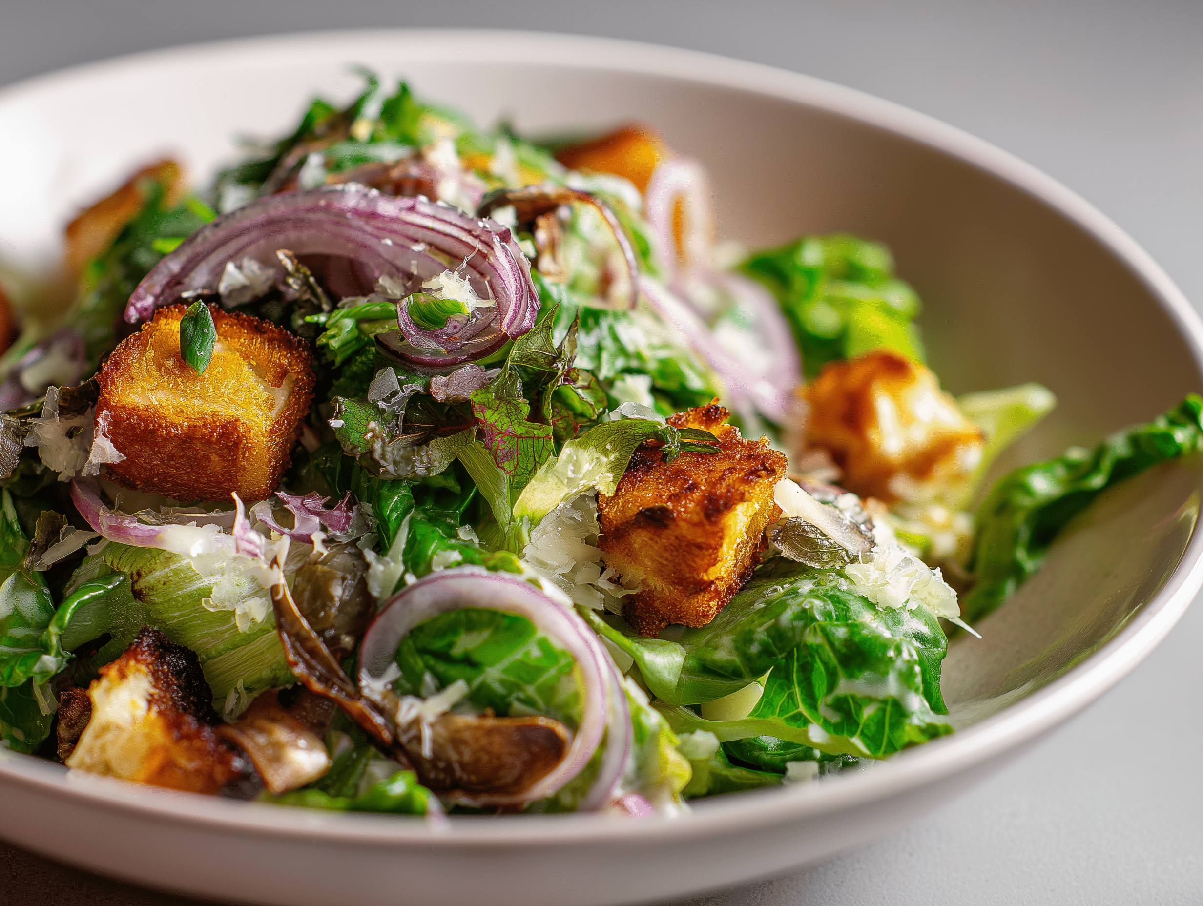 Colorful Pecan and Feta Romaine Salad with Balsamic and Poppyseed Dressings Recipe - Recipe Image