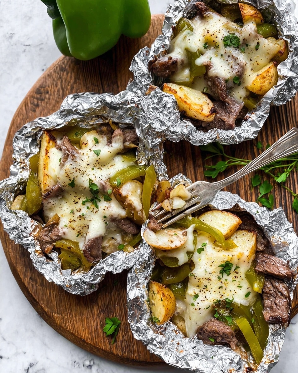 Philly Cheesesteak Foil Packs Recipe - Recipe Image
