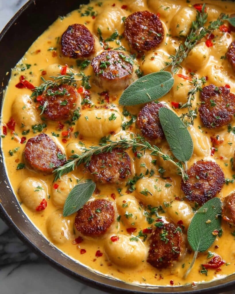 Butternut Squash Gnocchi with Sausage in Tomato Basil Sauce Recipe
