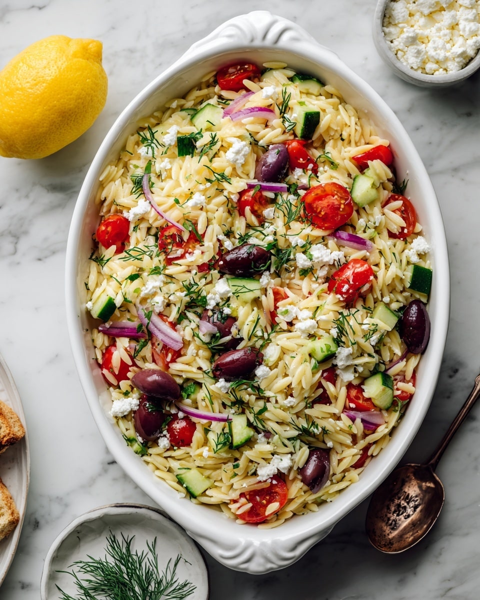 Mediterranean Greek Orzo Feta Salad Recipe - Recipe Image