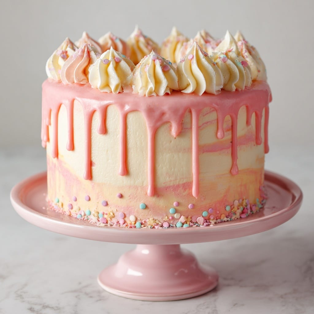 Pink Velvet Cake with Cream Cheese Buttercream Frosting Recipe - Recipe Image