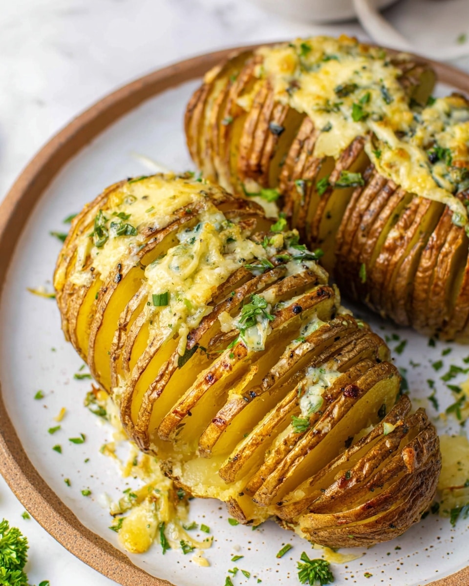 Hasselback Potatoes with Herbs and Cheddar Cheese Recipe - Recipe Image