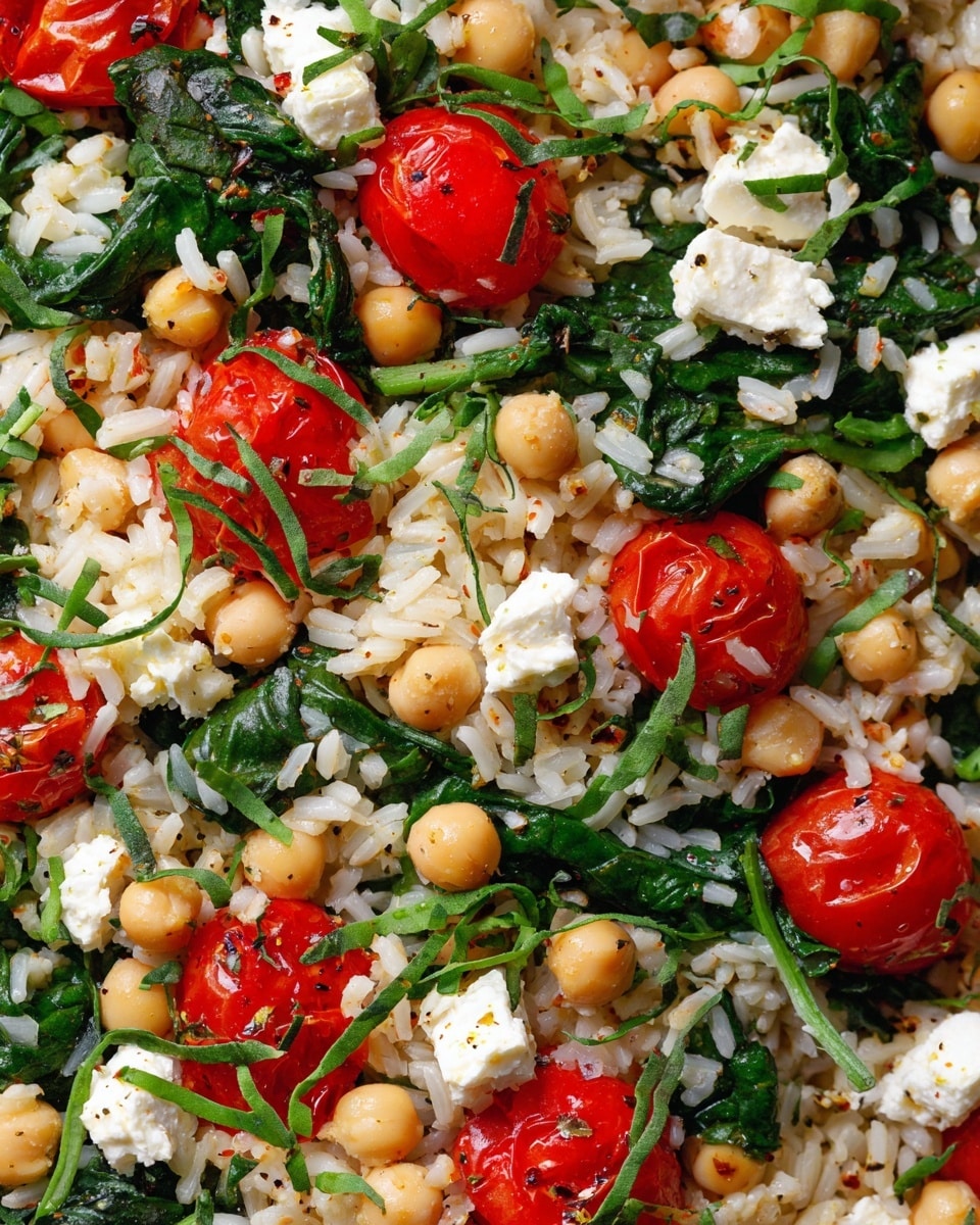 Mediterranean Lemon Rice with Chickpeas, Spinach, Tomatoes, and Feta Recipe - Recipe Image