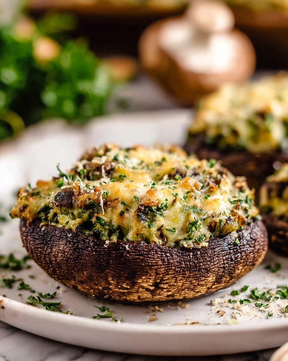Portobello Stuffed Mushrooms with Spinach, Gruyère, and Parmesan Recipe - Recipe Image