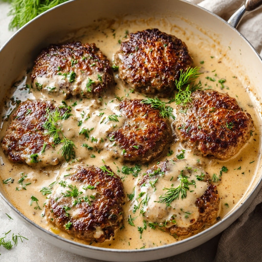 Hamburger Steak with Mushroom Red Wine Gravy Recipe