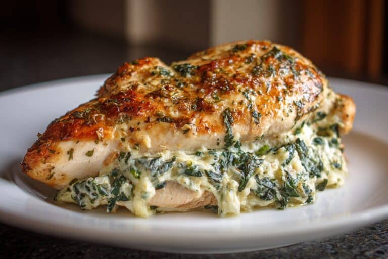 Air Fryer Stuffed Chicken Breasts with Spinach, Cream Cheese, and Parmesan Recipe