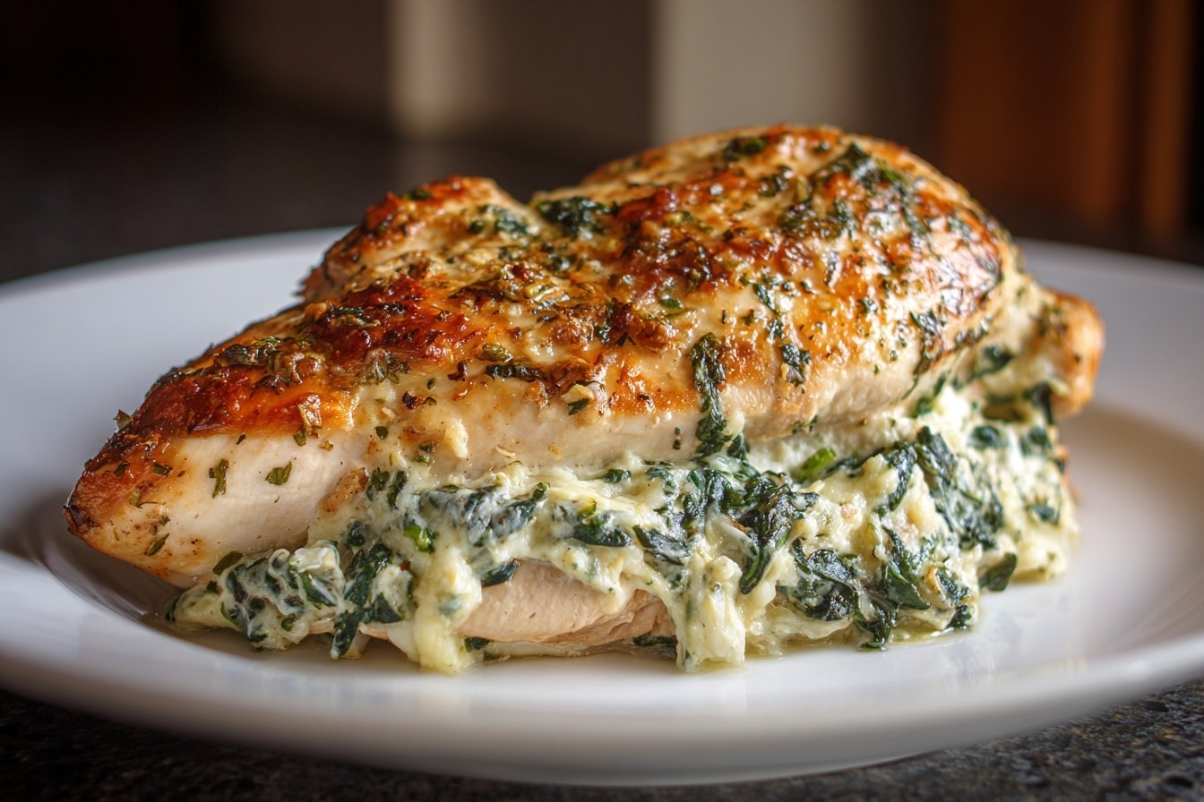 Air Fryer Stuffed Chicken Breasts with Spinach, Cream Cheese, and Parmesan Recipe - Recipe Image