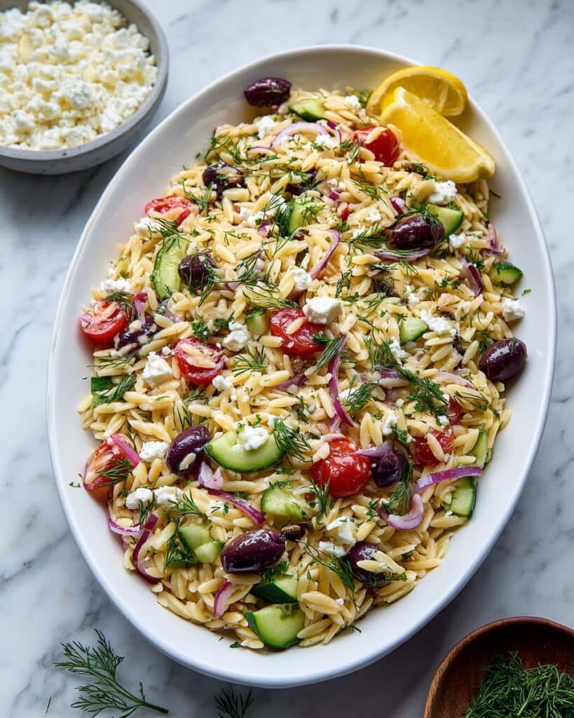 Mediterranean Greek Orzo Feta Salad Recipe