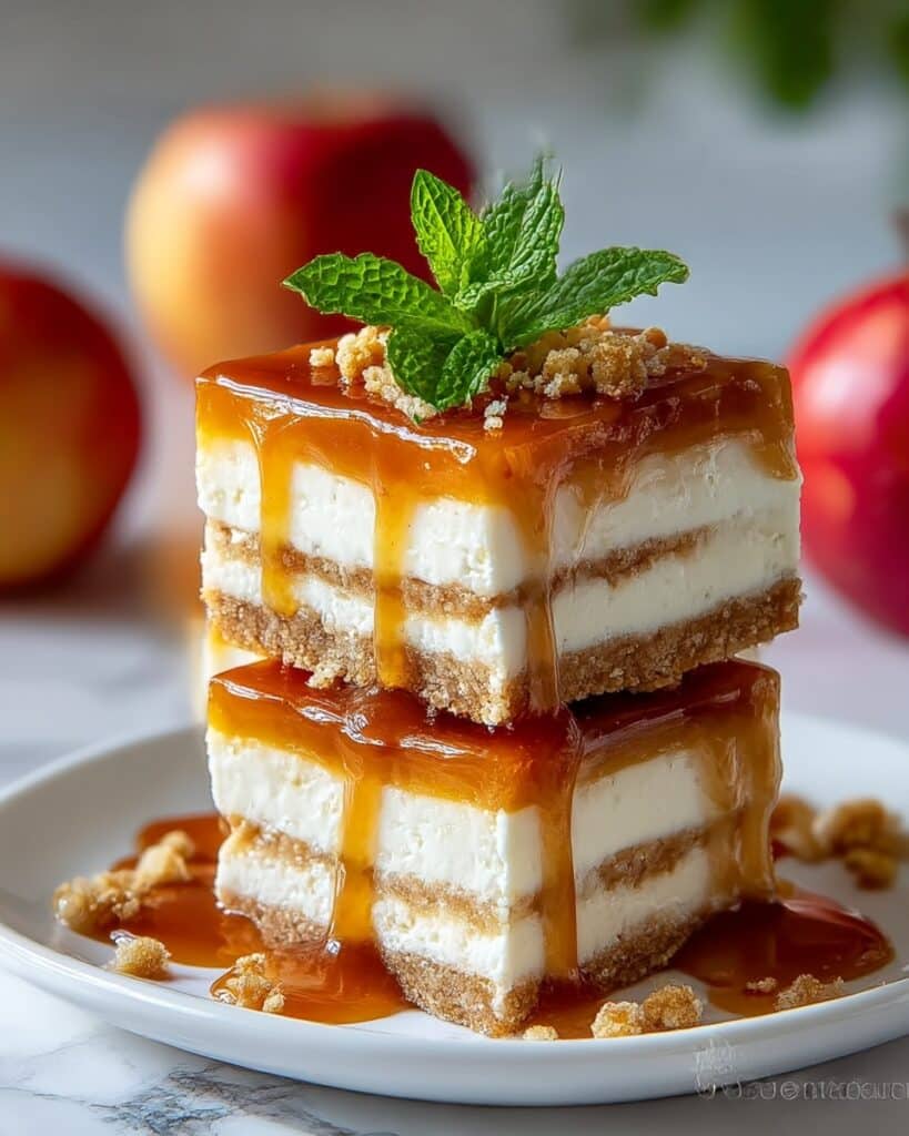Salted Caramel Apple Cheesecake Bars Recipe