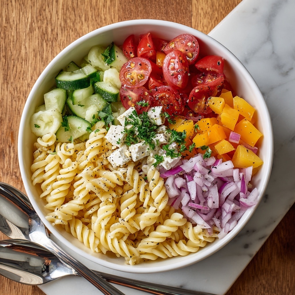 Pasta Salad with Feta, Vegetables, and Italian Dressing Recipe