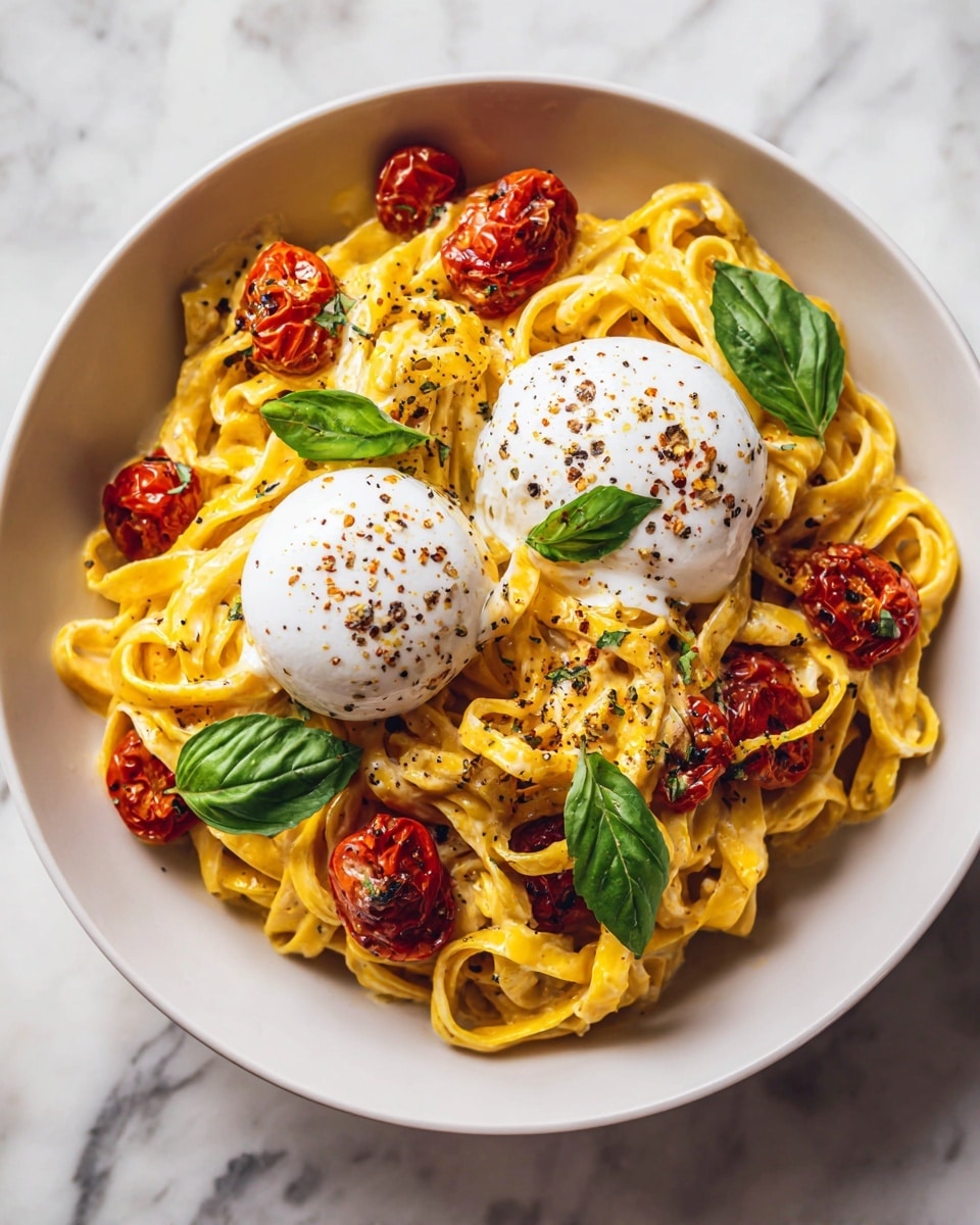 Roasted Tomato Burrata Pasta Recipe - Recipe Image