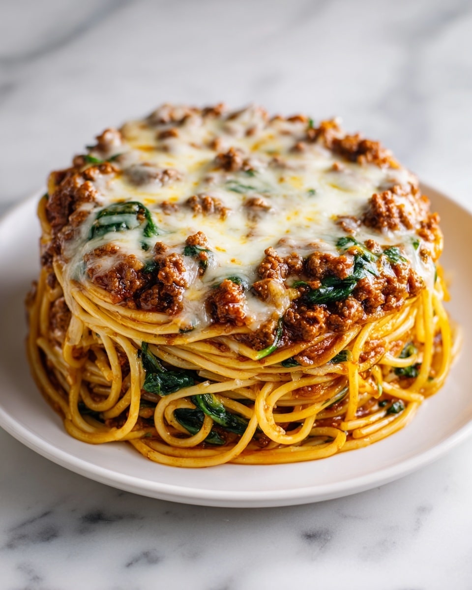 Garlic Butter Spaghetti with Cheesy Italian Sausage and Spinach Recipe - Recipe Image