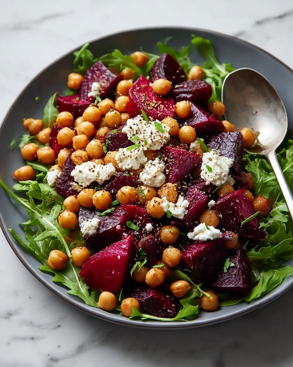 High Protein Chickpea Beet and Feta Salad Recipe - Recipe Image