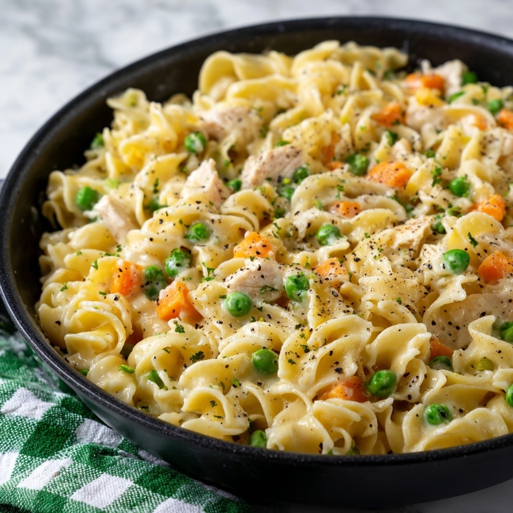 Chicken Pot Pie Noodle Skillet Recipe - Recipe Image