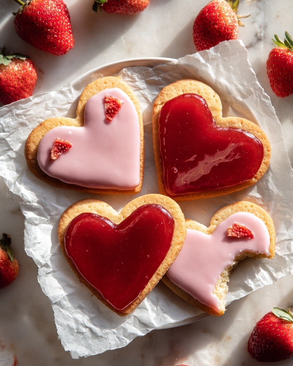 Strawberry Shortbread Cookies with Strawberry Glaze and Jam Recipe - Recipe Image