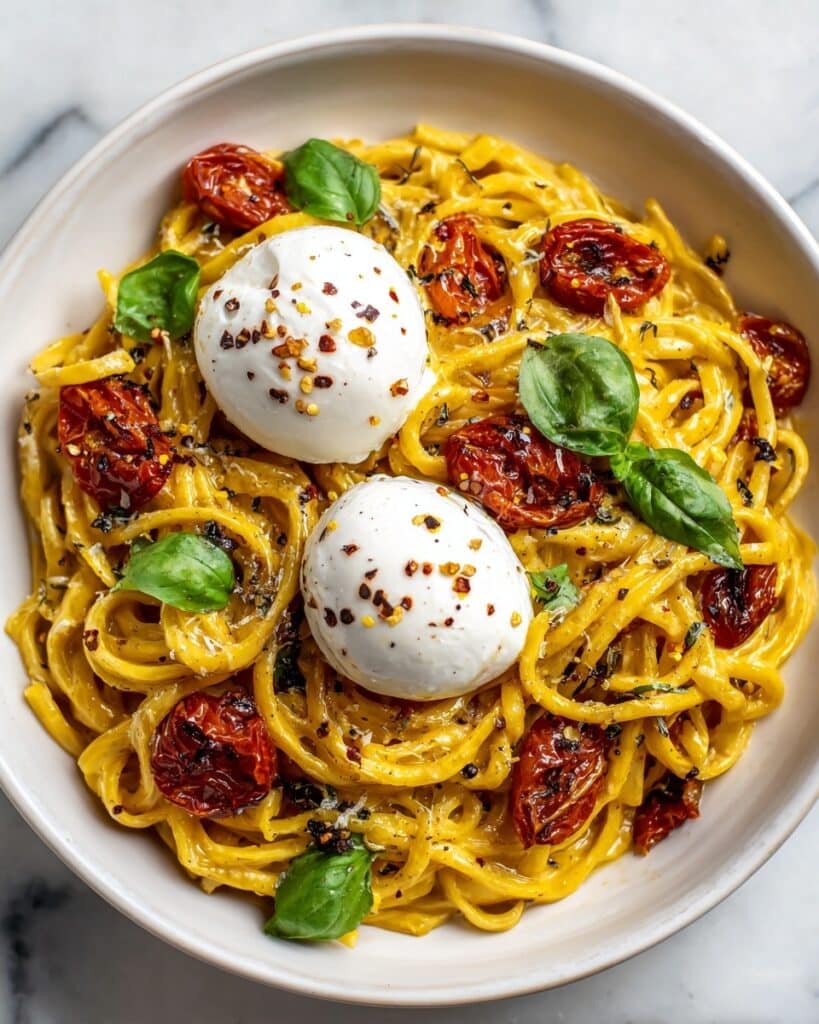 Roasted Tomato Burrata Pasta Recipe