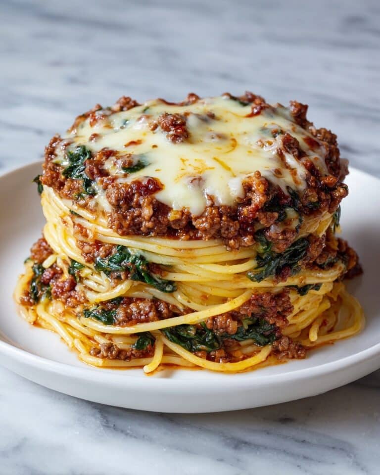 Garlic Butter Spaghetti with Cheesy Italian Sausage and Spinach Recipe